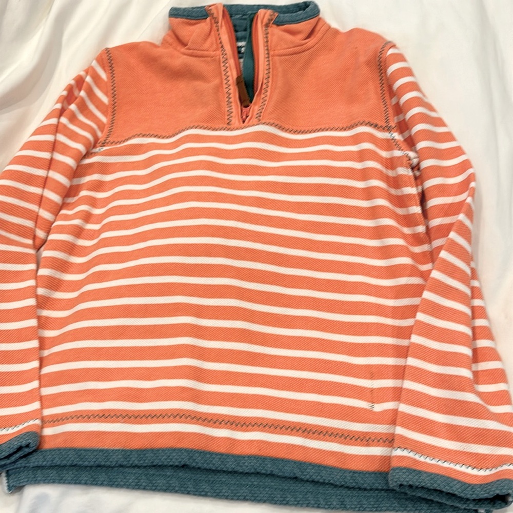 Fat face quarter zip pullover - coral and blue